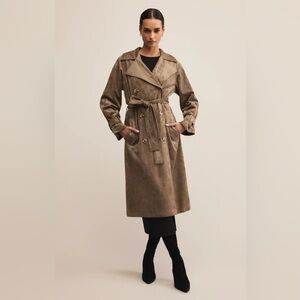 Dorian faux suede trench coat